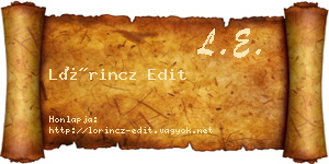 Lőrincz Edit névjegykártya