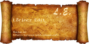 Lőrincz Edit névjegykártya